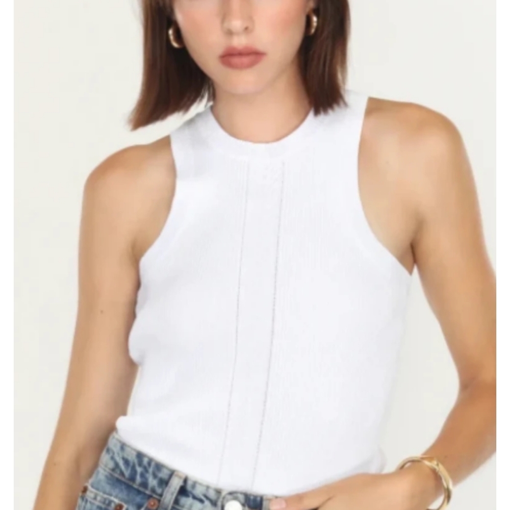 Greylin White Ribbed Tank Top